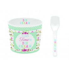 Купичка за сладолед с лъжичка зелени Ditsy Tea
